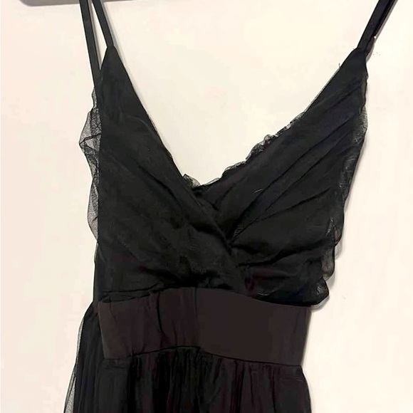 Black Maxi spaghetti strap XL dress with Tulle. High split skirt - Picture 5 of 8